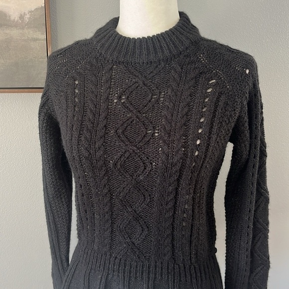 Scotch‎ & Soda Mille Nuits Cable Knit Peplum Sweater Black - Picture 2 of 10